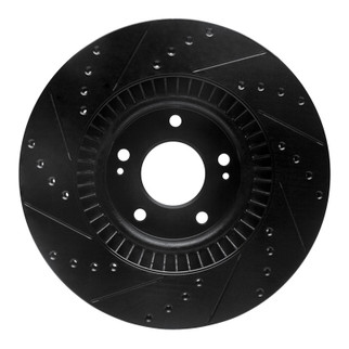 R1 15-20 Kia Sorento Front Right Drilled & Slotted Black Brake Rotor
