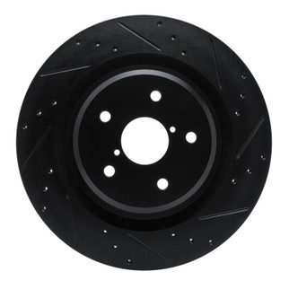 R1 -25 Subaru Ascent Rear Right Drilled & Slotted Black Brake Rotor