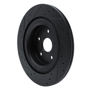 R1 -25 Subaru Ascent Rear Right Drilled & Slotted Black Brake Rotor