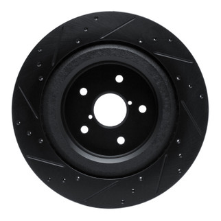 R1 -25 Subaru Ascent Rear Right Drilled & Slotted Black Brake Rotor