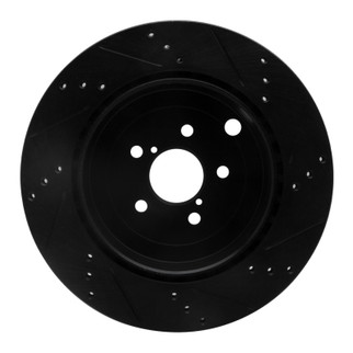 R1 17-25 Subaru BRZ Rear Left Drilled & Slotted Black Brake Rotor