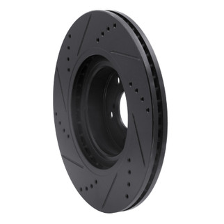 R1 04-25 Scion FR-S Front Right Drilled & Slotted Black Brake Rotor