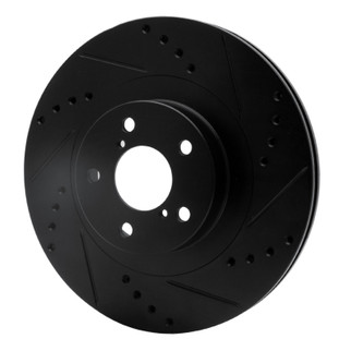 R1 01-08 Saab 9-2X Front Right Drilled & Slotted Black Brake Rotor