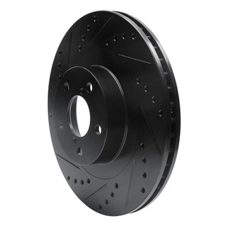 R1 01-08 Saab 9-2X Front Left Drilled & Slotted Black Brake Rotor