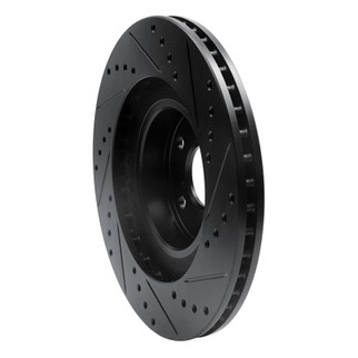 R1 01-08 Saab 9-2X Front Left Drilled & Slotted Black Brake Rotor