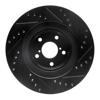 R1 01-08 Saab 9-2X Front Left Drilled & Slotted Black Brake Rotor
