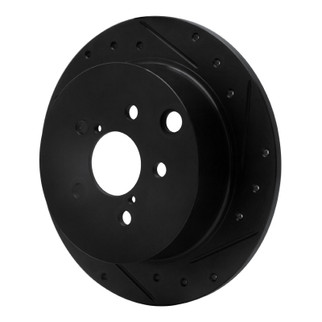 R1 12-23 Subaru XV Crosstrek Rear Right Drilled & Slotted Black Brake Rotor