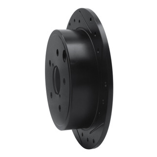R1 15-21 Subaru WRX Rear Right Drilled & Slotted Black Brake Rotor