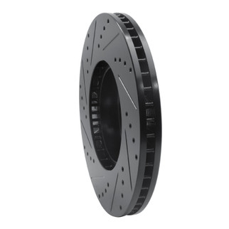 R1 05-18 Subaru Forester Front Right Drilled & Slotted Black Brake Rotor