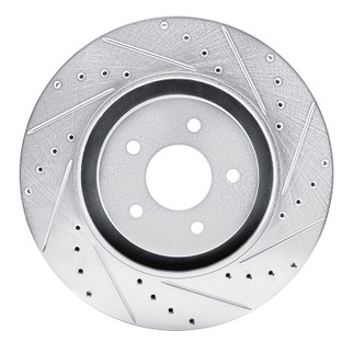 R1 2022-2025 Infiniti QX60 Front Right Drilled & Slotted Silver Brake Rotor