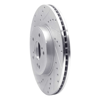 R1 2013-2025 Acura ADX Front Left Drilled & Slotted Silver Brake Rotor