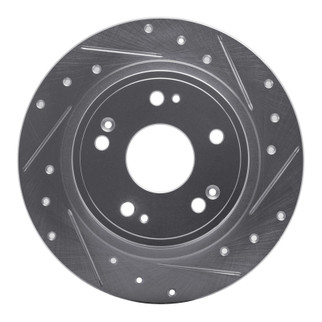 R1 05-17 Honda Accord Rear Right Drilled & Slotted Silver Brake Rotor