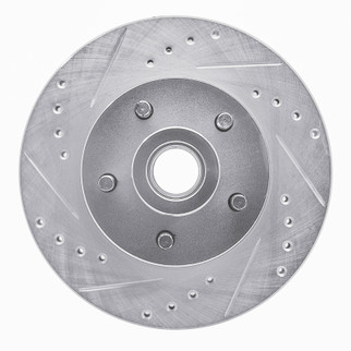 R1 1973-1989 Chrysler New Yorker Front Left Drilled & Slotted Silver Brake Rotor