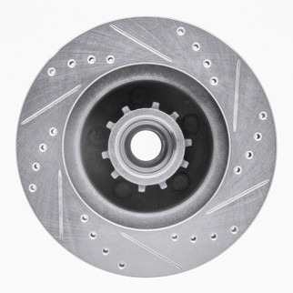 R1 1973-1989 Chrysler New Yorker Front Left Drilled & Slotted Silver Brake Rotor