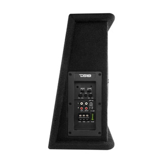 DS18 Single 12in Shallow Subwoofer and Enclosure 350 Watts RMS Amplified Sealed Black Carpet