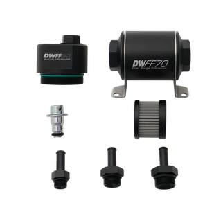 DeatschWerks DWFFR-X 70mm Billet Fuel Filter Regulator - 10 Micron with 3/8in Fittings