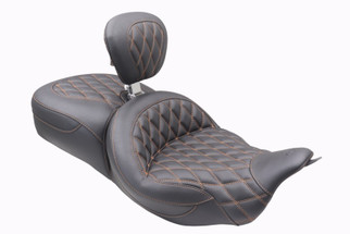 Mustang 08-25 Harley FL Touring Rd King Sp, Rd Glide Ltd, Dble Diamond ST Backrest - Black/MO