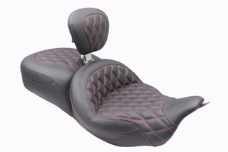 Mustang 08-25 Harley FL Touring Rd King Sp, Rd Glide Ltd, Dble Diamond ST Backrest - Black/AB