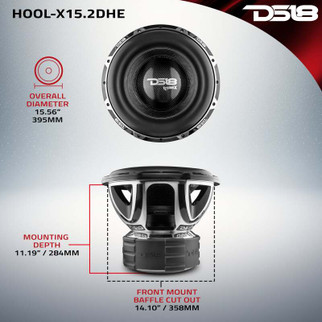 DS18 Hooligan High Excursion Subwoofer 15in 4000 Watts RMS 2 ohm DVC