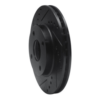 R1 1995-2004 Ford CONTOUR Front Left Drilled & Slotted Black Brake Rotor