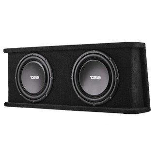DS18 Dual 12in Shallow Subwoofer and Enclosure 700 Watts RMS Sealed Black Carpet