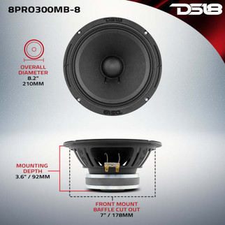DS18 8in 150 Watts RMS 4 ohm Mid-Bass Loudspeaker
