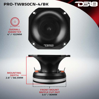 DS18 4in Super Bullet Tweeter Neodymium 250 Watts RMS 1.5in PEI Vc 4 ohm Black