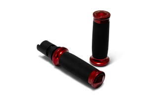 Performance Machine 24-25 Touring, 2025 Softail TBW Contour Handle Grip Set - Red