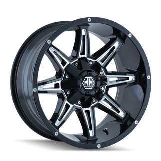 Mayhem 8090 Rampage 20x10 / 8x170 BP / -25mm Offset / 125.2mm Hub Gloss Black Milled Wheel