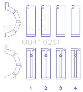 King Engine Bearings Chrysler 226 (3.7L) (Size +0.50mm) Main Bearing Set
