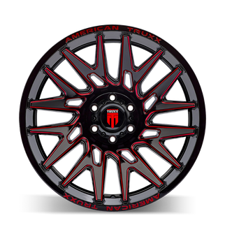 American Truxx AT1919 Evolution 22x12 / 6x135 BP / -44mm Offset / 87.1mm Hub Gls Blk Prizm Red Wheel