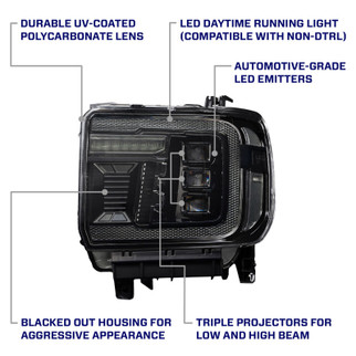 Form Lighting 2014+ GMC Sierra 1500/2500/3500 LED Projector Headlights Amber DRL (Pair)