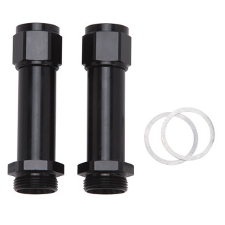 Russell Adapter Fitting -8 Female An To Holley Dual Feed 750 Through Domin. 1350 Male Blk Ano 2 Pk