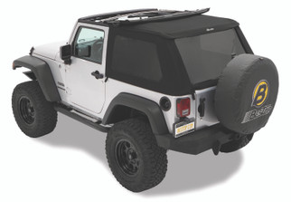 Bestop 07-18 Jeep Wrangler JK 2-Door A-Top Trektop (Prem Blk Twill Tinted Windows No Door Skins)