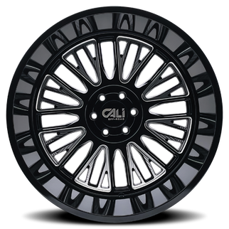 Cali Off-Road 9116 Vertex 22x12 / 8x170 BP / -44mm Offset / 125.2mm Hub Gloss Black Milled Wheel