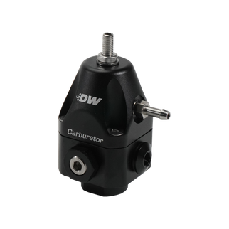 DeatschWerks Compact Carburetor Adjustable Fuel Regulator 6AN x4 Inlets - 6AN Return - Black
