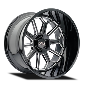 Cali Off-Road 9117 Auburn 24x14 / 8x180 BP / -76mm Offset / 124.1mm Hub Gloss Black Milled Wheel
