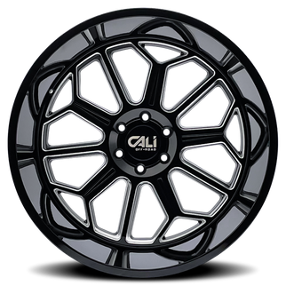 Cali Off-Road 9117 Auburn 24x14 / 8x180 BP / -76mm Offset / 124.1mm Hub Gloss Black Milled Wheel