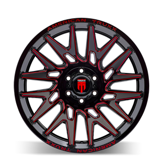 American Truxx AT1919 Evolution 22x12 / 8x170 BP / -44mm OS / 125.2mm Hub Gls Blk Prizm Red Wheel