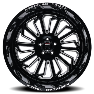 American Truxx AT1916 Butcher 24x14 / 5x127 BP / -76mm Offset / 71.6mm Hub Gloss Black Milled Wheel