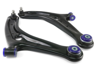SuperPro 2011-2019 Ford Fiesta S Front Lower Control Arm Set w/ Bushings (+Caster)