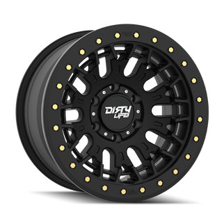 Dirty Life DT-3 17X9 6x139.7 -12 Offset - Satin Black w/ Simulated Beadlock