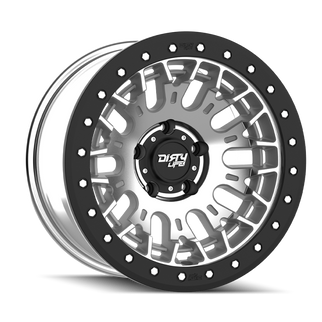 Dirty Life DT-3 17X9 6x139.7 -12 Offset - Machined Finish w/ Simulated Beadlock