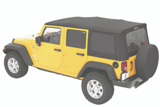 Bestop 10-18 Jeep Wrangler JK 4-Door Rep A-Top (Blk Diamond Sailcloth Tinted Windows No Door Skins)