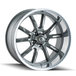 Ridler 650 17x7 / 5x120.65 BP / 0mm Offset / 83.82mm Hub Gloss Grey Polished Wheel
