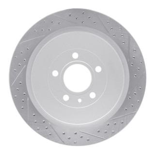 R1 13-14 Ford Mustang Rear Right Drilled & Slotted Geo-Carbon Rotor