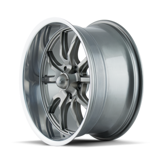 Ridler 650 18x8 / 5x114.3 BP / 0mm Offset / 83.82mm Hub Gloss Grey Polished Wheel