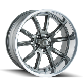 Ridler 650 17x8 / 5x120.65 BP / 0mm Offset / 83.82mm Hub Gloss Grey Polished Wheel