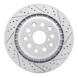 R1 07-17 Lexus Ls600H Right Rear Drilled & Slotted Geo-Carbon Rotor