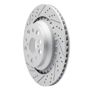 R1 07-17 Lexus Ls600H Left Rear Drilled & Slotted Geo-Carbon Rotor